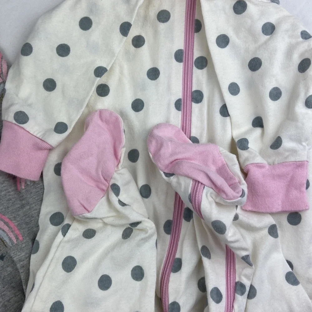 Lot of four (4) Baby Girl Gerber’s 0-3 month footie onesie pajamas